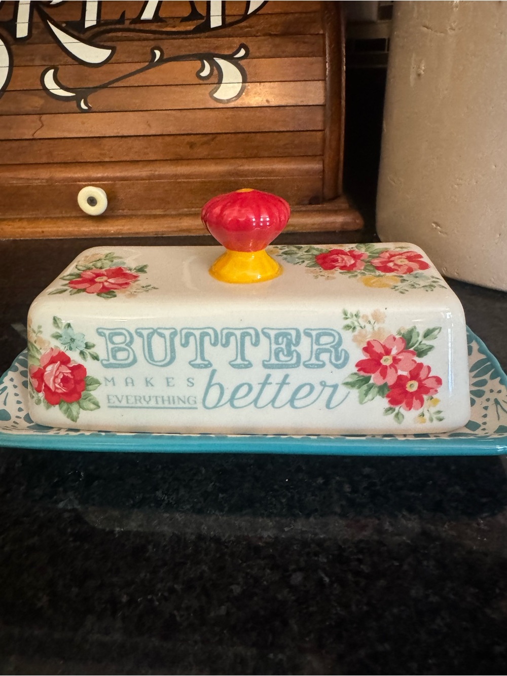 The Pioneer Woman Teal Ceramic Butter Dish